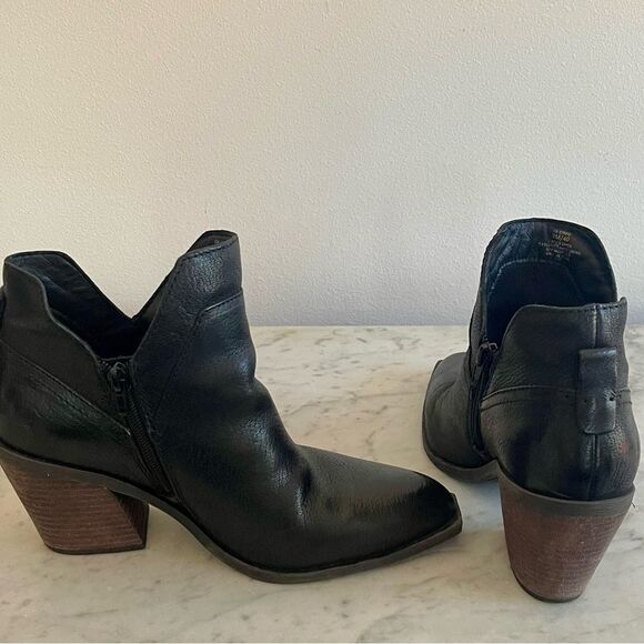 Crown Vintage sz 9 Black Chunky Heel Western Ankle Boots - Picture 8 of 9